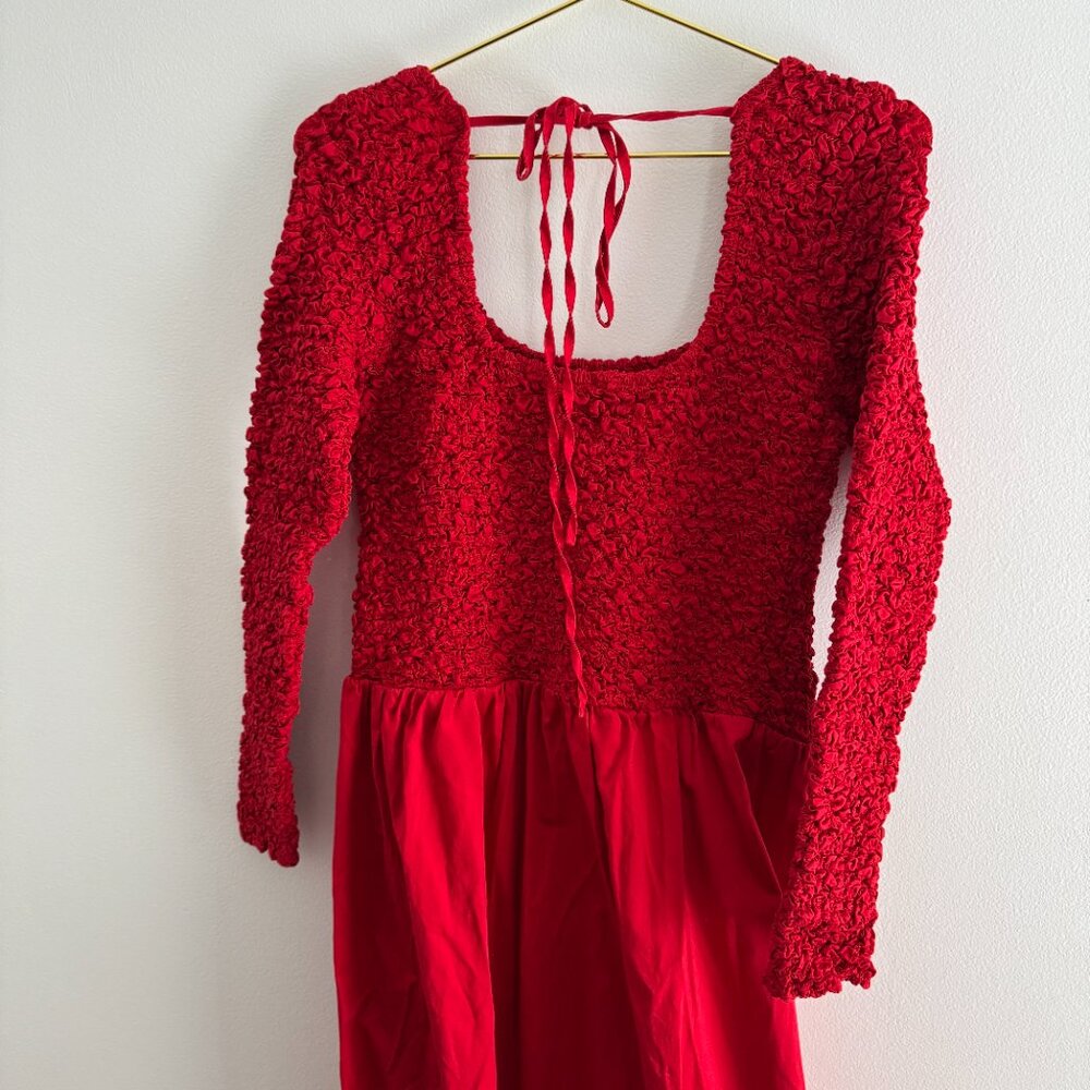 Damson Madder Malinda Smocked Long-Sleeve Midi Dress Size:12 - Picture 3 of 7